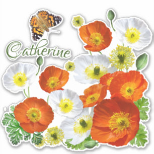 Personalised Island Poppies and butterfly Vinyl