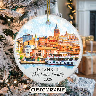 Personalised Istanbul Ornament, Turkey Gift Ceramic Tree Decoration