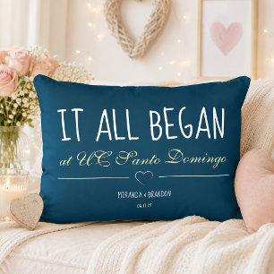 Personalised It All Began Here Couples Love Story Decorative Cushion