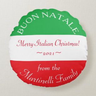 Personalised Italian Christmas Buon Natale Couch Round Cushion