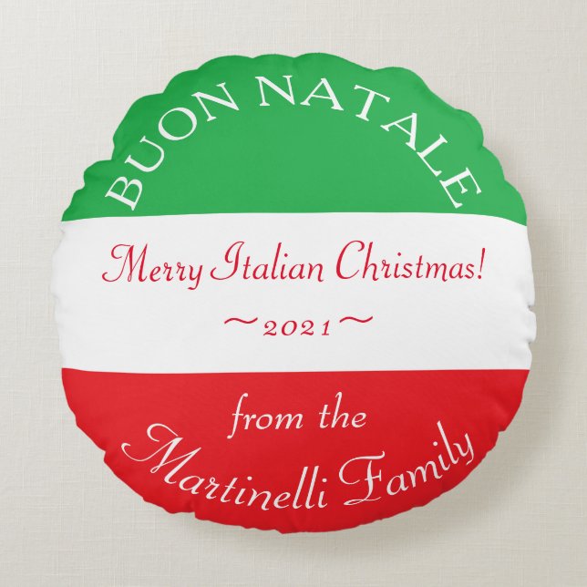 Personalised Italian Christmas Buon Natale Couch Round Cushion (Front)