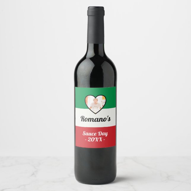 Personalised Italian Family Sauce Day Bottle Label (Front)