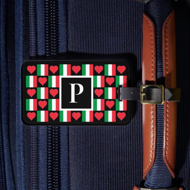 Personalised Italian Flag Custom Letter Italy Luggage Tag (Front Insitu 4)