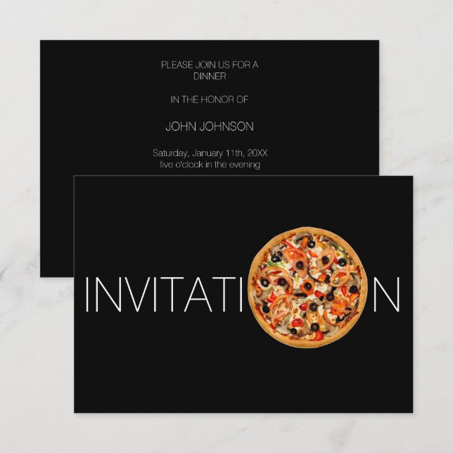 Personalised Italian Food Dinner Pizza Invitation (Front/Back)