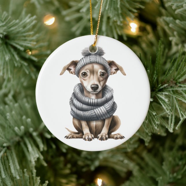 Personalised Italian Greyhound Dog Ceramic Tree Decoration (Tree)