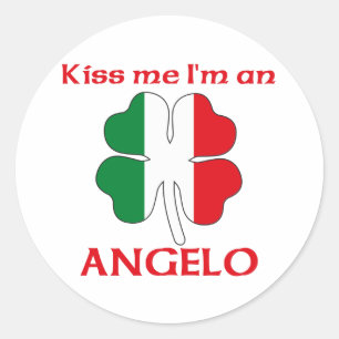 Personalised Italian Kiss Me I'm Angelo Classic Round Sticker