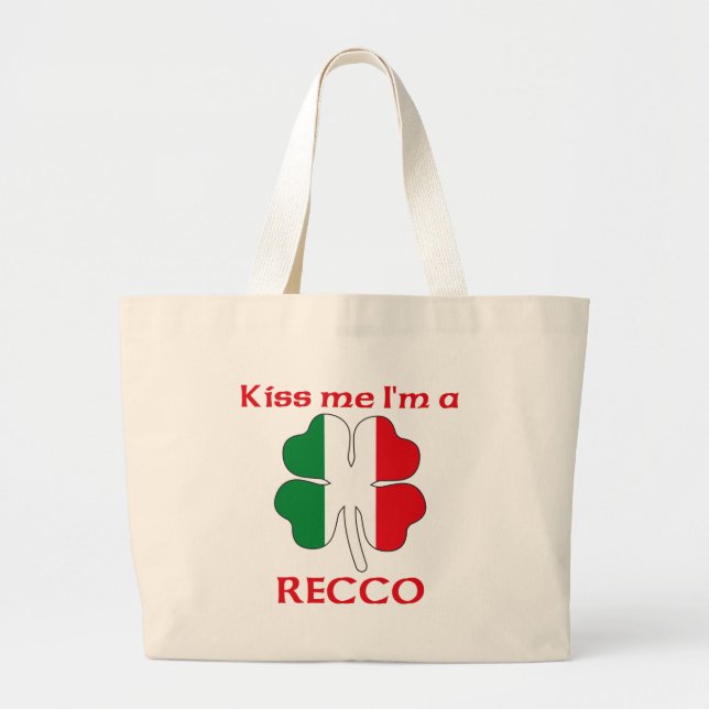 Personalised Italian Kiss Me I'm Recco Large Tote Bag (Front)