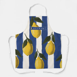 Personalised Italian Lemon Stripe Coastal Apron