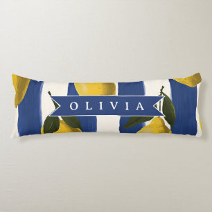 Personalised Italian Lemon Stripe Coastal  Body Cushion