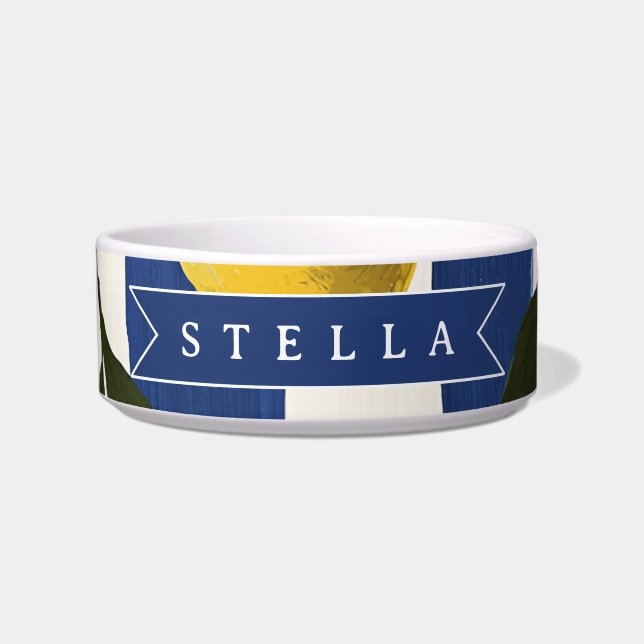 Personalised Italian Lemon Stripe Coastal  Bowl (Front)