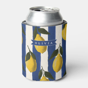Personalised Italian Lemon Stripe Coastal  Can Cooler
