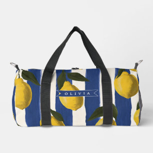 Personalised Italian Lemon Stripe Coastal Duffle Bag