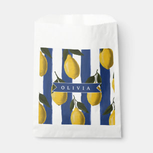 Personalised Italian Lemon Stripe Coastal  Favour Bags