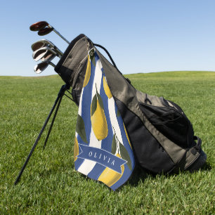 Personalised Italian Lemon Stripe Coastal Golf Towel