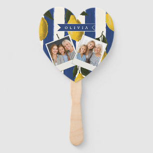 Personalised Italian Lemon Stripe Coastal Hand Fan