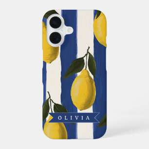 Personalised Italian Lemon Stripe Coastal  iPhone 16 Case