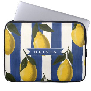 Personalised Italian Lemon Stripe Coastal  Laptop Sleeve