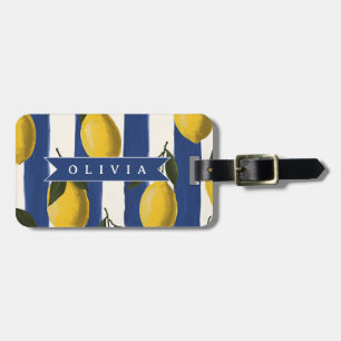 Personalised Italian Lemon Stripe Coastal Luggage Tag