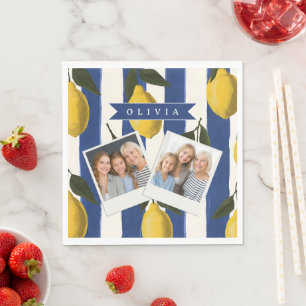 Personalised Italian Lemon Stripe Coastal Napkin