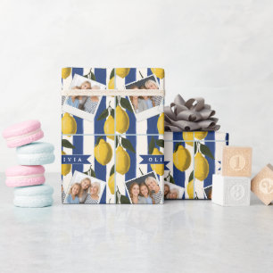 Personalised Italian Lemon Stripe Coastal Wrapping Paper