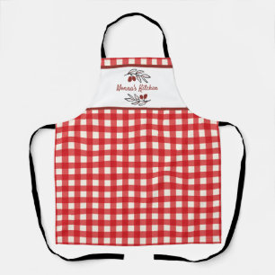 Personalised Italian Red Gingham Cooking  Apron