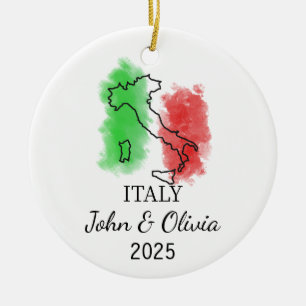 Personalised Italy Ornament, Italy Flag Gift Ceramic Tree Decoration