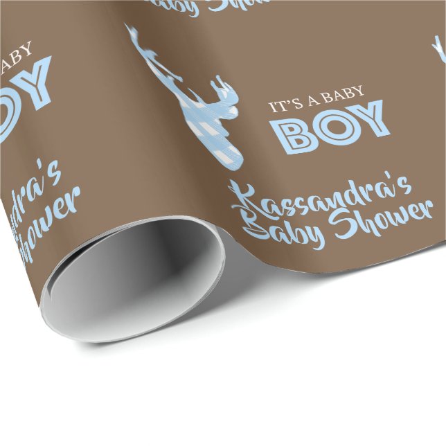 Personalised It's A Boy Deer Wrapping Paper (Roll Corner)
