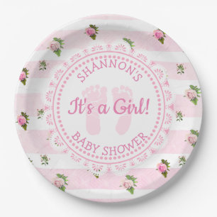 Personalised It's a Girl Pink Baby Shower Plates