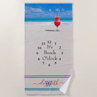 Personalised It's Beach O'clock Beach Towel
