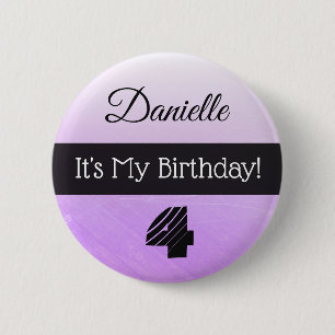 Personalised Its My Birthday Purple Girl's Button