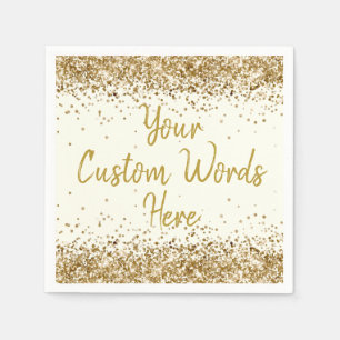 Personalised Ivory Gold Birthday Party Anniversary Napkin