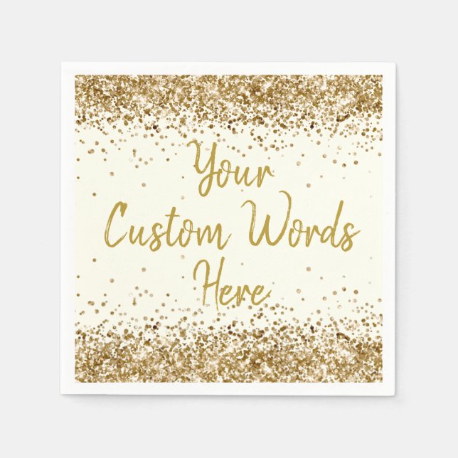 Personalised Ivory Gold Birthday Party Anniversary Napkin (Front)