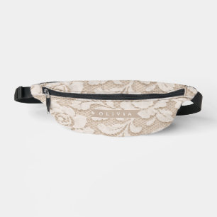 Personalised Ivory Lace Bridal Elegant Vintage Bum Bags