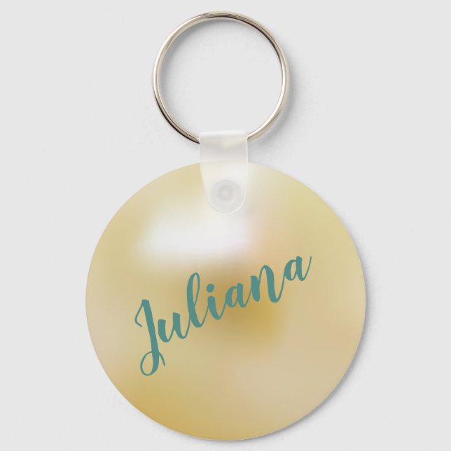 Personalised Ivory White Pearl Key Ring (Front)