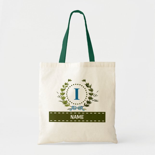 Personalised Ivy Wreath Wedding Date Monogram I Tote Bag (Front)