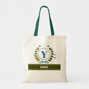 Personalised Ivy Wreath Wedding Date Monogram Y Tote Bag