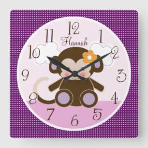 Personalised Jacana Monkey Nursery Baby Clock