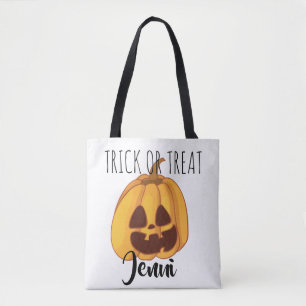 Personalised Jack-o-Lantern Trick-or-Treat Design Tote Bag