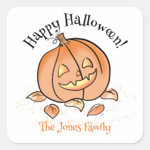 Personalised Jack O'Lantern Name Sticker          