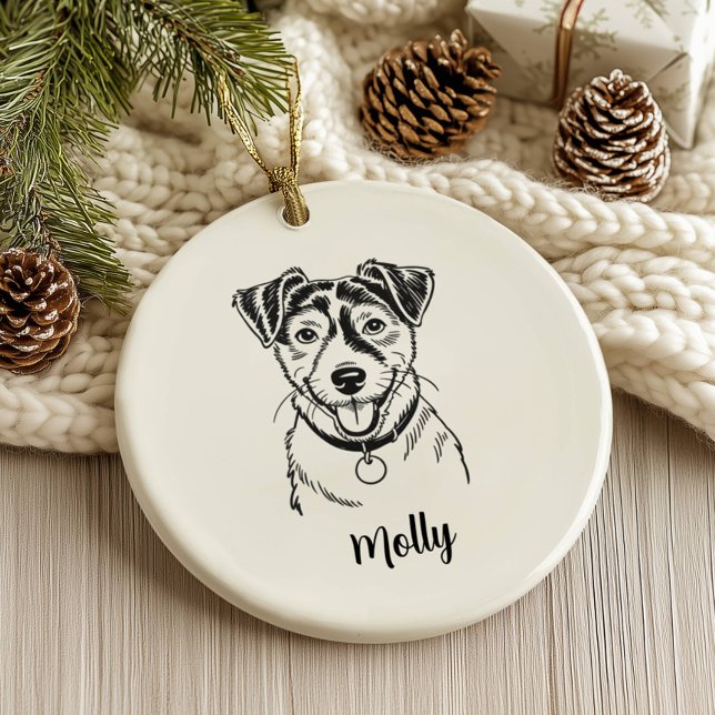 Personalised Jack Russel Terrier Dog Christmas Ceramic Tree Decoration (Creator Uploaded)