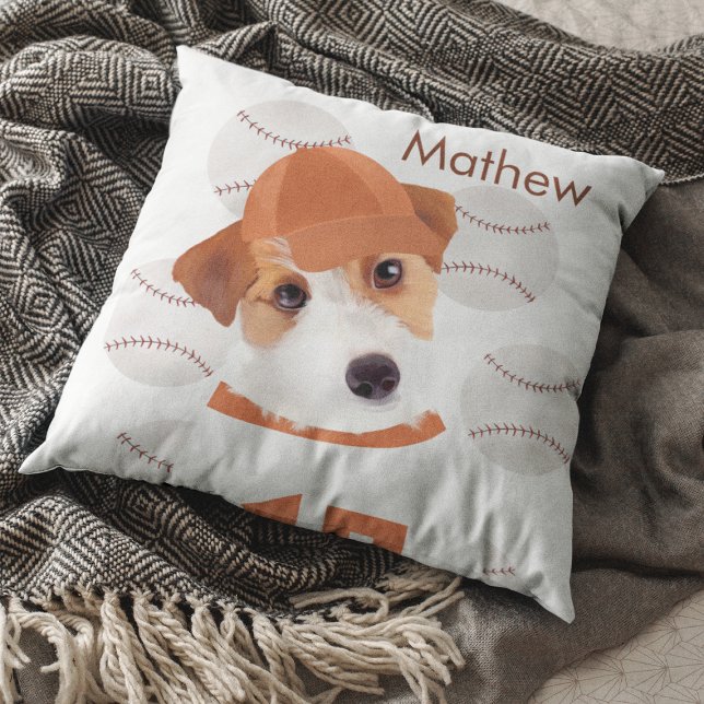 Personalised Jack Russell Dog Baseball Jersey  Cushion (Creator Uploaded)