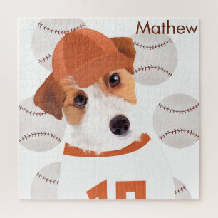 Personalised Jack Russell Dog Baseball Jersey Jigsaw Puzzle