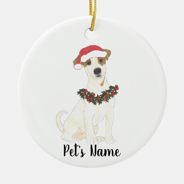 Personalised Jack Russell Terrier Ceramic Tree Decoration (Front)