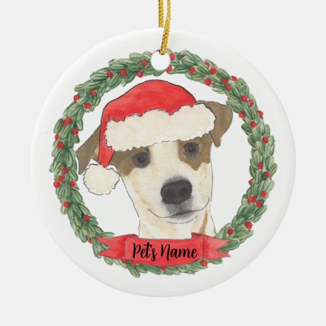 Personalised Jack Russell Terrier Ceramic Tree Decoration (Front)