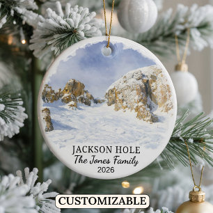 Personalised Jackson Hole Mountain Resort, Wyoming Ceramic Tree Decoration
