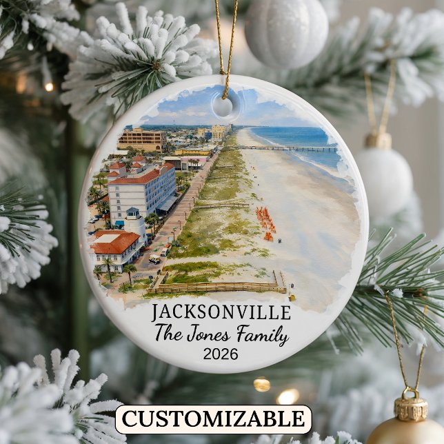 Personalised Jacksonville Ornament, Custom Florida Ceramic Tree Decoration (Creator Uploaded)