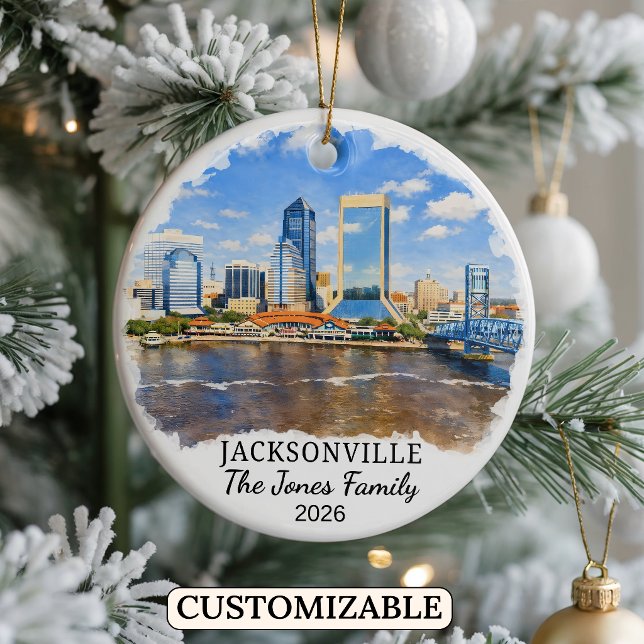 Personalised Jacksonville Ornament, Custom Florida Ceramic Tree Decoration (Creator Uploaded)