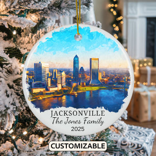 Personalised Jacksonville Ornament, Florida State Ceramic Tree Decoration