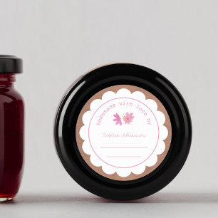 Personalised Jam Canning   Homemade Pink Floral Classic Round Sticker