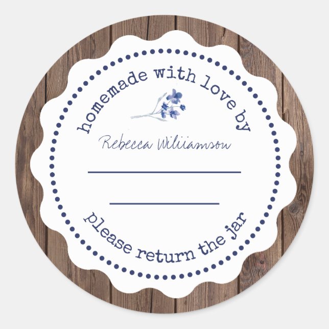 Personalised Jam Canning | Homemade  with love Cla Classic Round Sticker (Front)